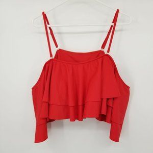 Red Women's Ruffle Bikini Swim Top Size XXXXL